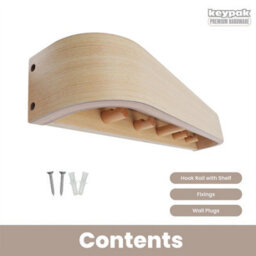 Keypak Scandi Wooden Coat Rack With Shelf - Wall Mounted 4 Hidden Hooks & 49Cm Floating Shelf For Hallways, Bedrooms & Entryways - thumbnail 4