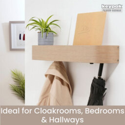 Keypak Scandi Wooden Coat Rack With Shelf - Wall Mounted 4 Hidden Hooks & 49Cm Floating Shelf For Hallways, Bedrooms & Entryways - thumbnail 5