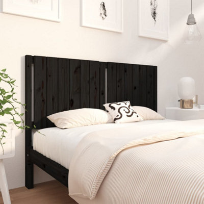 Berkfield Bed Headboard Black 145.5X4X100 Cm Solid Wood Pine - image 1