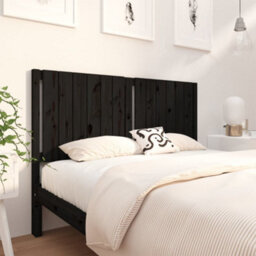 Berkfield Bed Headboard Black 145.5X4X100 Cm Solid Wood Pine - thumbnail 1