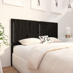 Berkfield Bed Headboard Black 145.5X4X100 Cm Solid Wood Pine - thumbnail 3