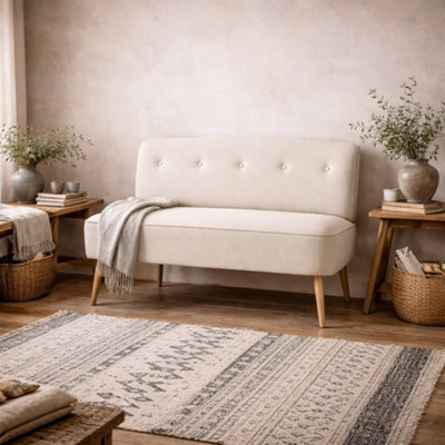 Wyld Haus Hettie Sand 2-Seater Sofa With Wooden Legs Modern Compact Design - image 1
