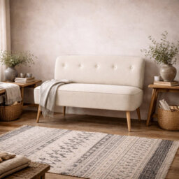 Wyld Haus Hettie Sand 2-Seater Sofa With Wooden Legs Modern Compact Design - thumbnail 1