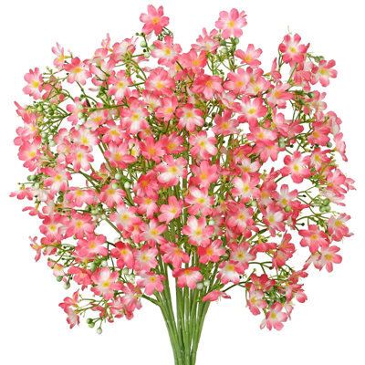 Artificial Flowers 8Pcs Loose Fake Flowers Long Stem Artificial Flower Outdoor Uv Resistant Artificial Plant (Pink - image 1