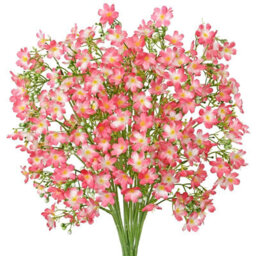 Artificial Flowers 8Pcs Loose Fake Flowers Long Stem Artificial Flower Outdoor Uv Resistant Artificial Plant (Pink - thumbnail 1