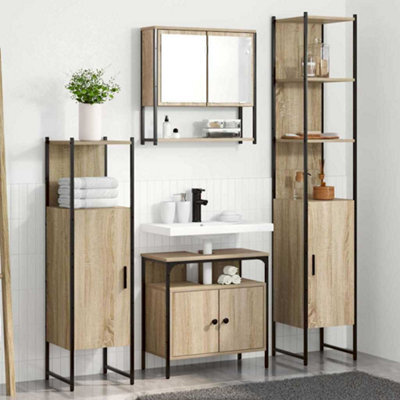 Walplus Bathroom Furniture Set 4 Pcs Sonoma Oak 33 X 33 X 185.5 Cm - image 1