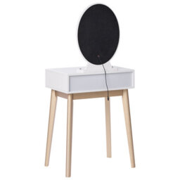 Beliani Dressing Table White And Gold With Led Mirror, Jewellery Organiser And Stool - W58 X D40 X H135Cm - thumbnail 5