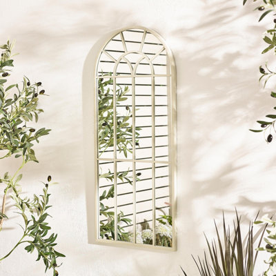 Furniturebox Uk Somerset Cream Medium Arched Window 90X40Cm Garden Mirror - image 1
