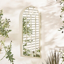 Furniturebox Uk Somerset Cream Medium Arched Window 90X40Cm Garden Mirror