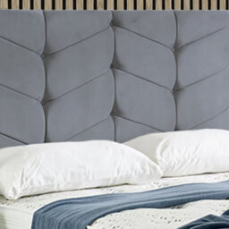"Urban Textures Luxury 20"" High Velvet Fabric Upholstered Amelia Chevron Buttoned Headboard - Steel" - thumbnail 1