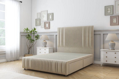 "Sloomy Kingsley Almond Coniston Divan Bed 2 Drawers Foot-End-54"" Floor Standing Headboard 12""footboard 4' Small Double" - image 1