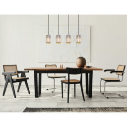 Luminosa Lighting Luminosa Run Bar Pendant Ceiling Light Wood Look K5 Crystals Smoke Colored 4X E27 - thumbnail 8