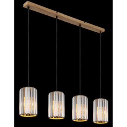 Luminosa Lighting Luminosa Run Bar Pendant Ceiling Light Wood Look K5 Crystals Smoke Colored 4X E27 - thumbnail 5
