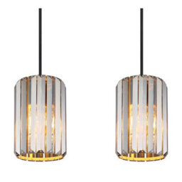 Luminosa Lighting Luminosa Run Bar Pendant Ceiling Light Wood Look K5 Crystals Smoke Colored 4X E27 - thumbnail 4