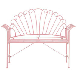 Beliani Pink Metal 2-Seater Bench And Side Table Set With Flared Armrests - Bistro Style Outdoor Seating - thumbnail 2