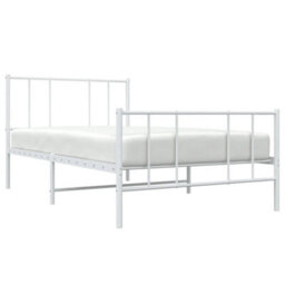 Berkfield Metal Bed Frame With Headboard And Footboard White 107X203 Cm - thumbnail 3