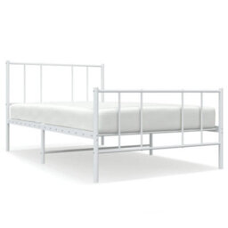 Berkfield Metal Bed Frame With Headboard And Footboard White 107X203 Cm - thumbnail 2