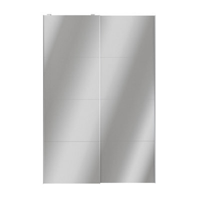 GoodHome Atomia Contemporary Panelled Mirrored Gloss 2 Door Sliding Wardrobe Door Kit (H)2250mm (W)1500mm - image 1