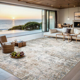 1.6X2.3M Area Rugs For Living Room Washable Abstract Rug Large Soft Non Slip Carpet, Neutral Low Pile Stain Resistant Floor Mat - thumbnail 1