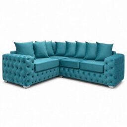 Stratus Interiors Ashley Teal Blue Chesterfield Scatter Back Sofa Collection With Sophisticated Charm-Corner - thumbnail 4