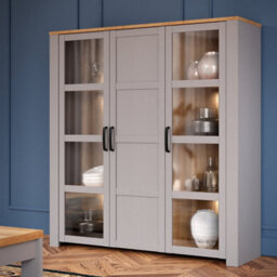 Furniture To Go Bohol 3 Door Large Display Cabinet In Riviera Oak/grey Oak - thumbnail 6