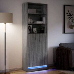 Berkfield Highboard With Led Grey Sonoma 69X32.5X200 Cm Engineered Wood - thumbnail 5