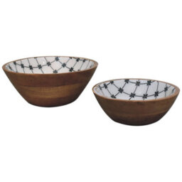 Artisan Furniture Solid Wood 2X Lacquered Flower Bowl Set - thumbnail 2