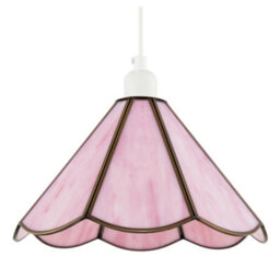 Happy Homewares Classic Soft Blush Pink Tiffany Glass Easy Fit Pendant Lighting Shade