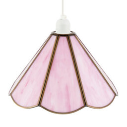 Happy Homewares Classic Soft Blush Pink Tiffany Glass Easy Fit Pendant Lighting Shade - thumbnail 5