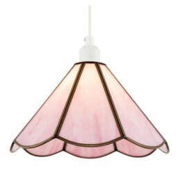 Happy Homewares Classic Soft Blush Pink Tiffany Glass Easy Fit Pendant Lighting Shade - thumbnail 2