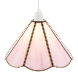Happy Homewares Classic Soft Blush Pink Tiffany Glass Easy Fit Pendant Lighting Shade - thumbnail 8