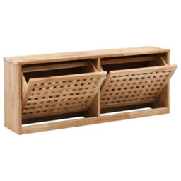 Walplus Shoe Storage Bench 94X20X38 Cm Solid Walnut Wood - thumbnail 2