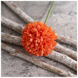 Woodside Home Living Artificial Chrysanthemum Ball Flowers - Orange Set Of 6 - thumbnail 2