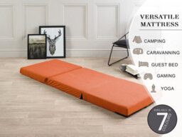 Mattress Guru Badenia Kids Folding Chair Bed, Futon Guest Z Bed, Orange - thumbnail 2