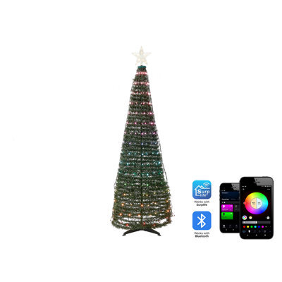 Beliani Floor Christmas Decoration Smart Led With App Saarloq Christmas Tree 160 Cm Green - image 1