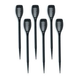 Valuelights Pack Of 6 - Solar Powered Black Spike Lights With Flame Effect, Solar Stake Light For Outdoor Garden Path - thumbnail 1