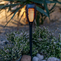 Valuelights Pack Of 6 - Solar Powered Black Spike Lights With Flame Effect, Solar Stake Light For Outdoor Garden Path - thumbnail 3