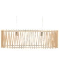 Beliani Boho Light-Brown Mdf Pendant Lamp With Two Bulbs, Matt Finish, W80 X D25 X H124 Cm - thumbnail 2
