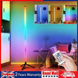 Corner Rgb Led Floor Lamp, Black Aluminium, Remote Control, Colour Changing, 140 Cm - thumbnail 1