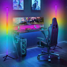 Corner Rgb Led Floor Lamp, Black Aluminium, Remote Control, Colour Changing, 140 Cm - thumbnail 2