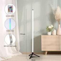 Corner Rgb Led Floor Lamp, Black Aluminium, Remote Control, Colour Changing, 140 Cm - thumbnail 7
