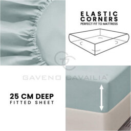Gc Gaveno Cavailia Plain Dyed Fitted Bedsheet Super King Duck Egg Super Soft & Comfy Non Iron Fitted Sheet - thumbnail 2