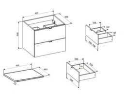 Impact Furniture Bathroom Vanity Unit 600mm Wall Cabinet With Worktop Floating 2 Drawer Cashmere Beige Modern Countertop Unit Slab Front Dalia - thumbnail 9