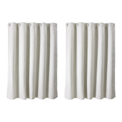 Living And Home White 2-Piece Blackout Chenille Blinds, 168Cm X 137Cm - image 1