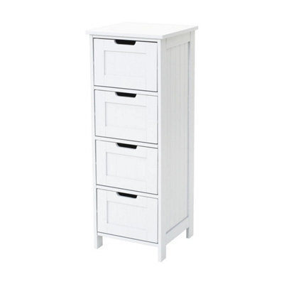 White 4 Drawer Bathroom Wood Cabinet Storage 4 Drawer 1 Door Free Standing - image 1