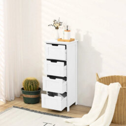 White 4 Drawer Bathroom Wood Cabinet Storage 4 Drawer 1 Door Free Standing - thumbnail 5