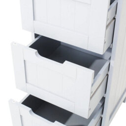 White 4 Drawer Bathroom Wood Cabinet Storage 4 Drawer 1 Door Free Standing - thumbnail 4