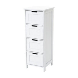 White 4 Drawer Bathroom Wood Cabinet Storage 4 Drawer 1 Door Free Standing - thumbnail 1