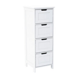 White 4 Drawer Bathroom Wood Cabinet Storage 4 Drawer 1 Door Free Standing - thumbnail 2