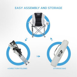 GETFIT Get Fit Premium Camping Chair - Lightweight 3Kg Folding Chair With Pocket Cup Holder & Carry Bag - Capacity 130Kg - Grey Single - thumbnail 3